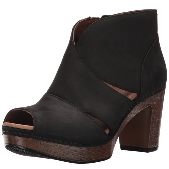 Dansko Shoes - Dansko Delphina Black Suede Peep Toe Bootie 41